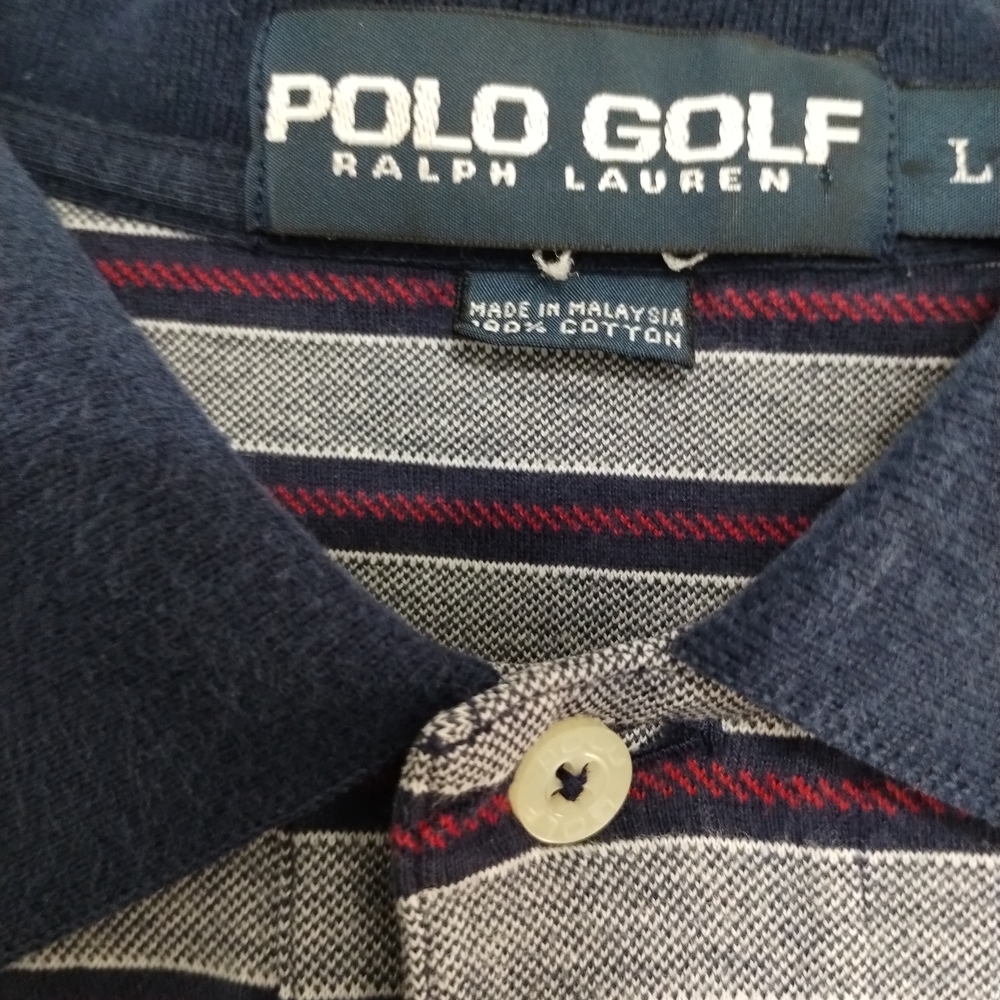 Polo by Ralph Lauren Navy and Red Striped Polo Shirt